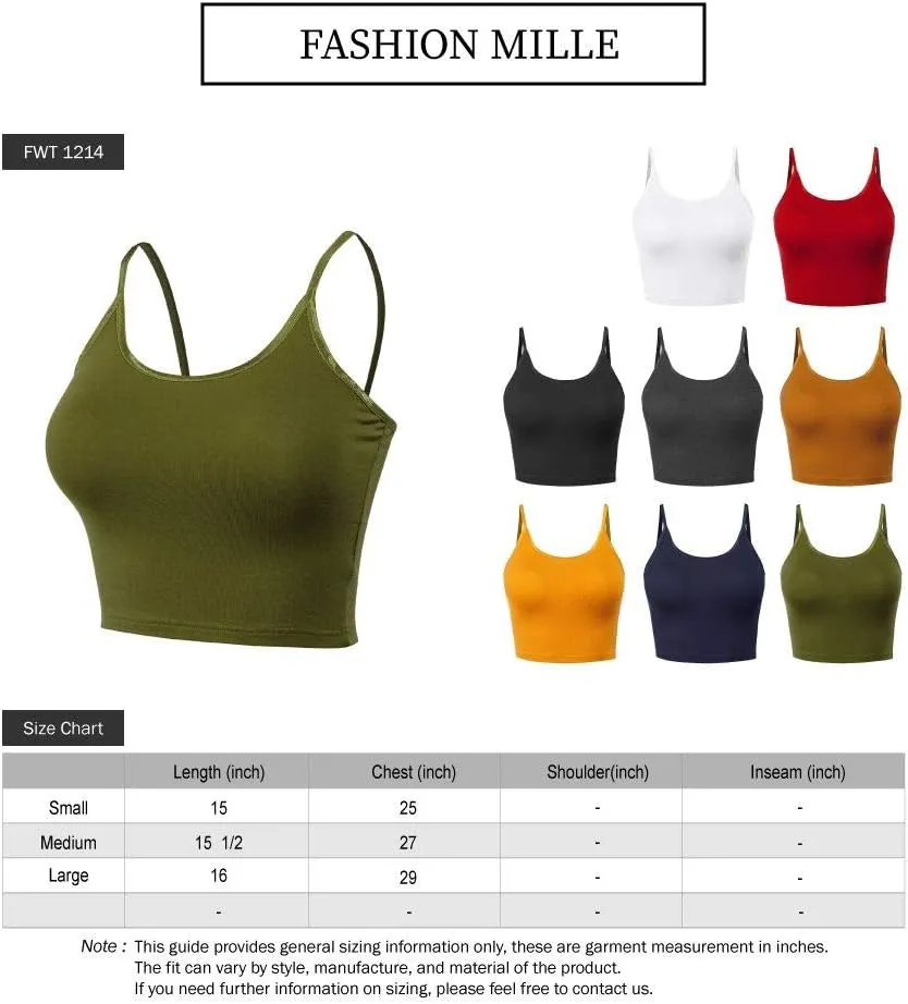 FashionMille Women Workout Yoga Spaghetti Strap Tank Camisole Crop Tank Top