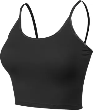 FashionMille Women Workout Yoga Spaghetti Strap Tank Camisole Crop Tank Top