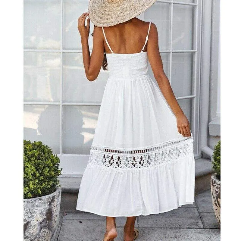 FashionSierra - Women Summer Vintage Sleeveless V-Neck Boho Long Dress