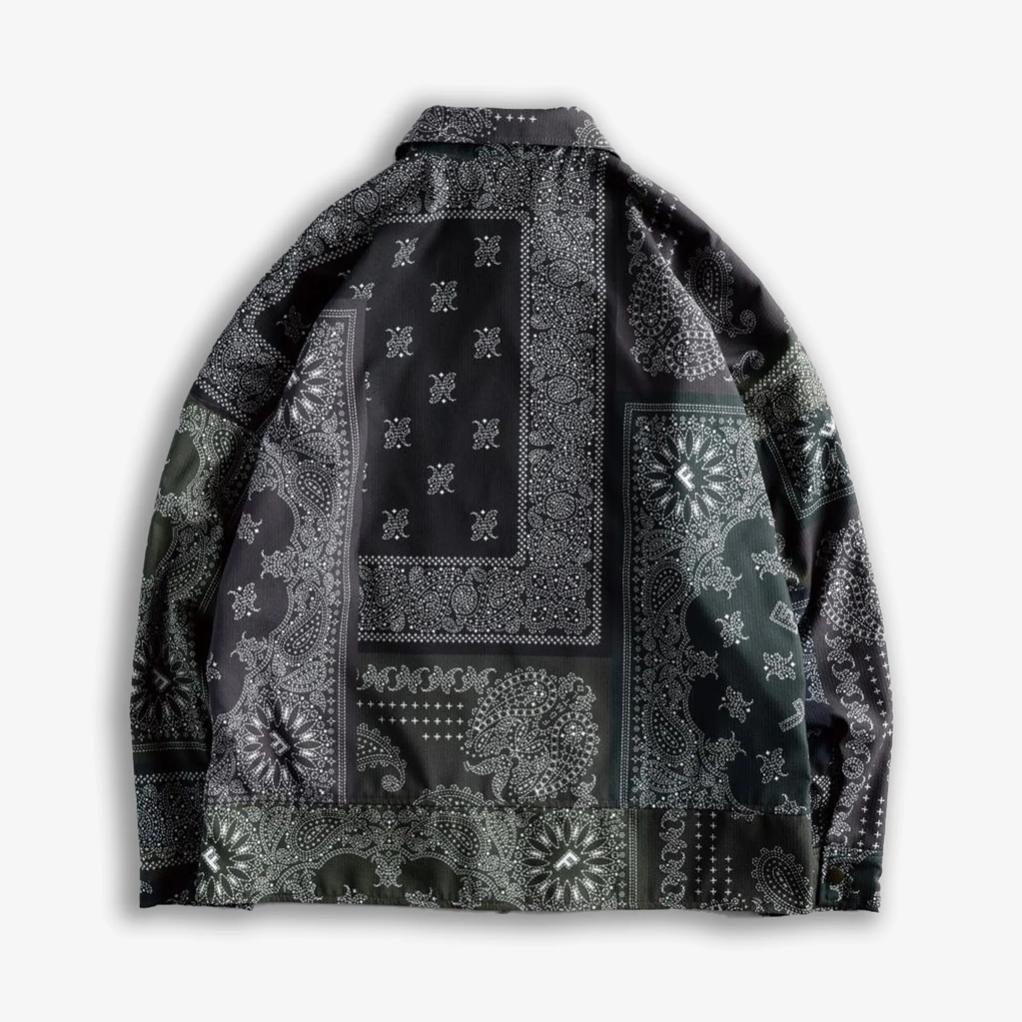 FDMTL | PRINTED PATCHWORK JACKET  { KHAKI