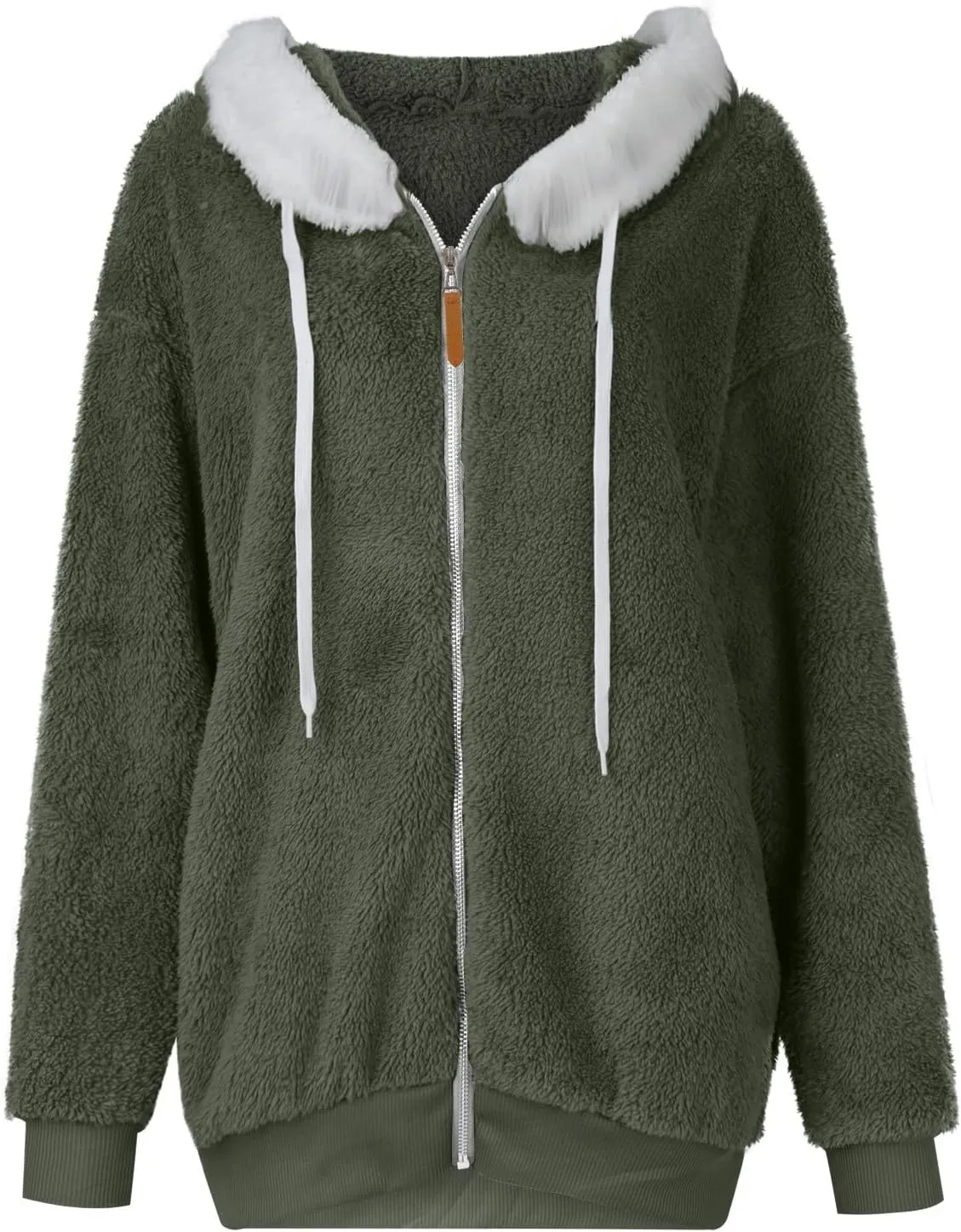 Fleece Jackets for Women 2024 Winter Sherpa Lined Full Zip Hooded Jacket Plus Size Fuzzy Coats with Pockets S-5XL