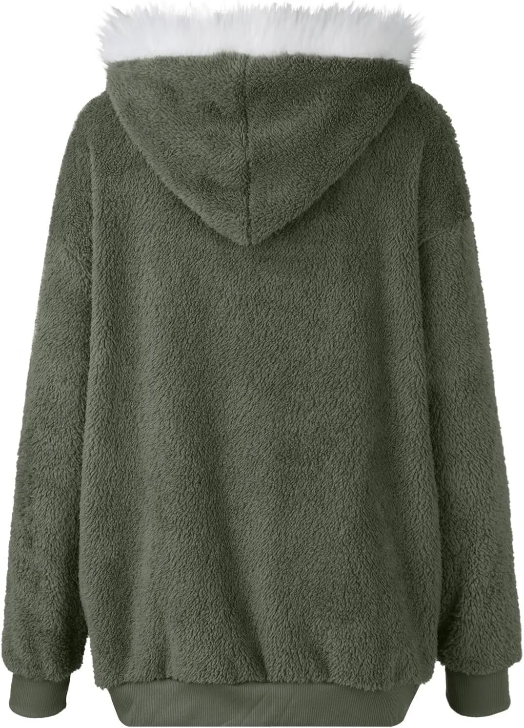 Fleece Jackets for Women 2024 Winter Sherpa Lined Full Zip Hooded Jacket Plus Size Fuzzy Coats with Pockets S-5XL