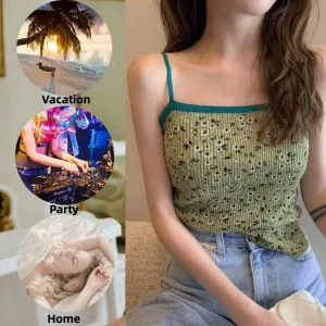 Floral Top Tops Women Girl Camisole Crop Square Neck Dancing Halter