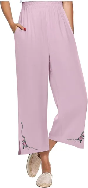 Flowy Womens Linen Pants Loose Cotton Linen Pants Baggy Wide Leg Slacks Summer Beach Long Trousers 2025 Trendy