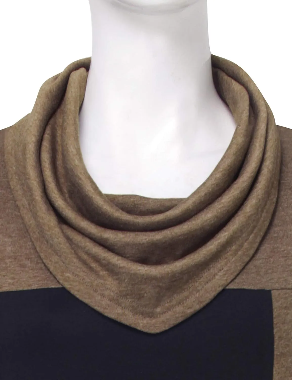 Furnex Women's Long Sleeve Cowl Neck Tunic Top Casual Pullover Sweatshirt