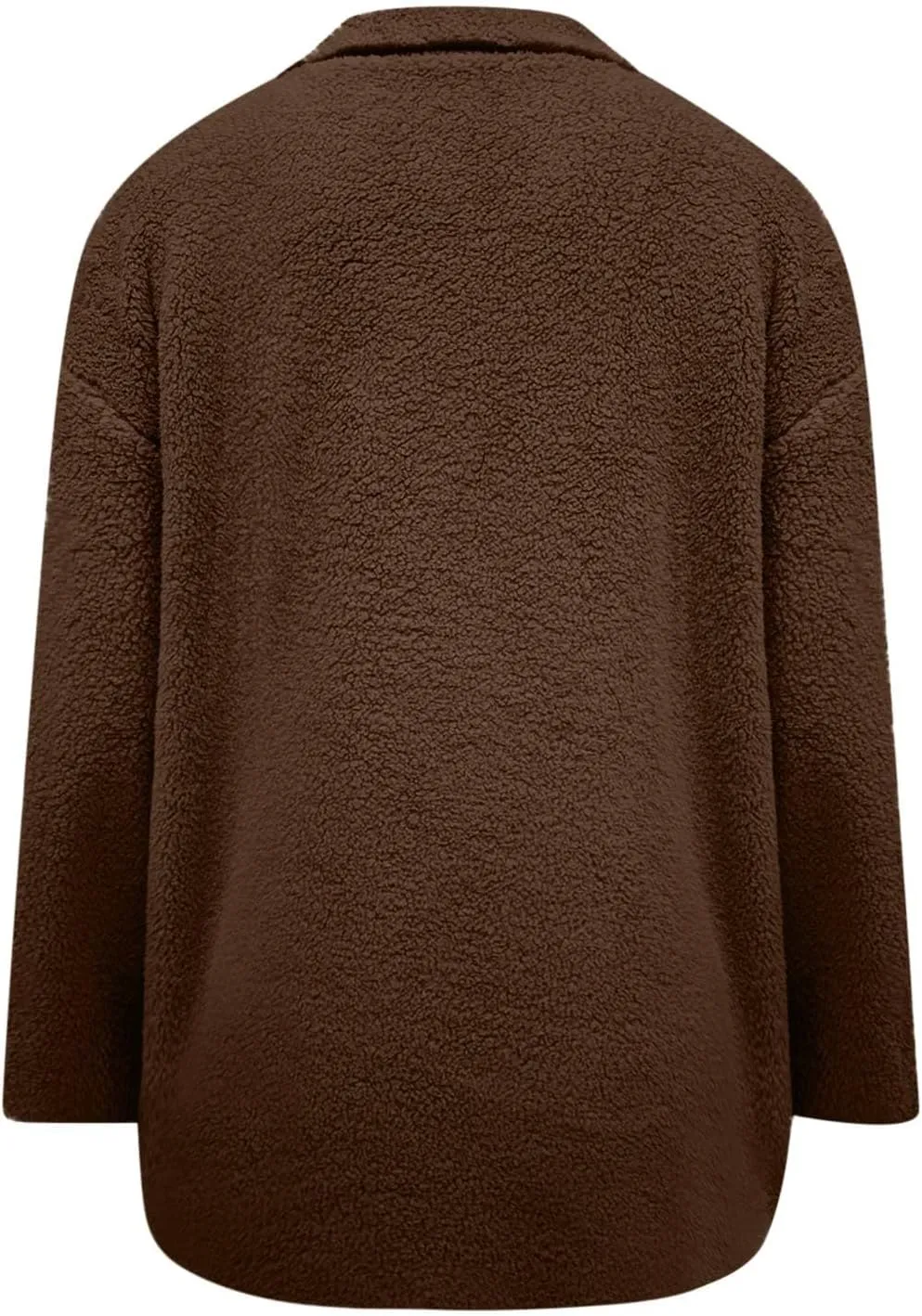 Fuzzy Fleece Jacket for Women Plus Size Button Down Lapel Sherpa Coats with Pocket Fluffy Winter Outerwear Warm Coat