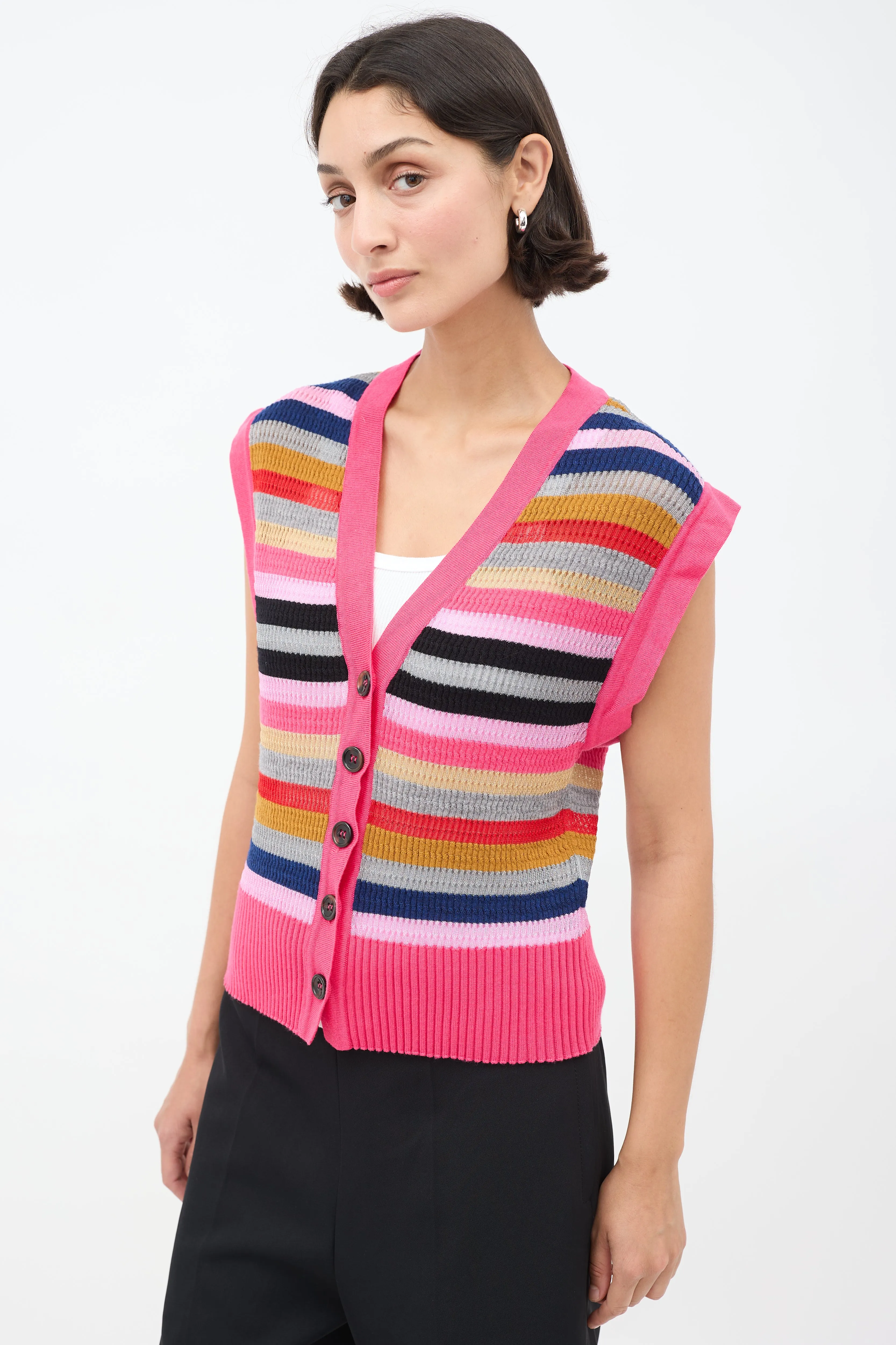 FW21 Pink & Multicolour Striped Arielle Vest