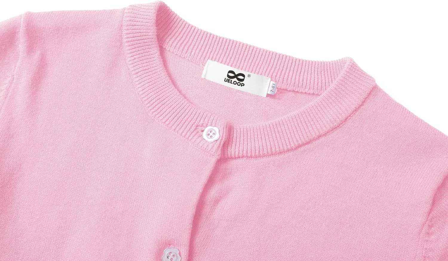 Girls' Cardigan Sweater [Cute Petal Buttons] Cotton Long Sleeve Crewneck Uniform Sweater for 5-14 Years Girls