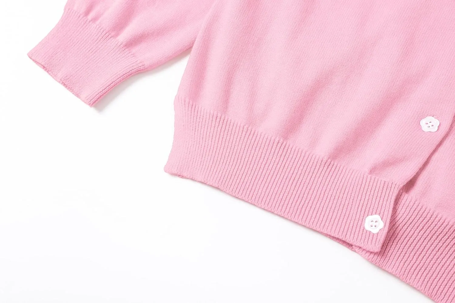 Girls' Cardigan Sweater [Cute Petal Buttons] Cotton Long Sleeve Crewneck Uniform Sweater for 5-14 Years Girls