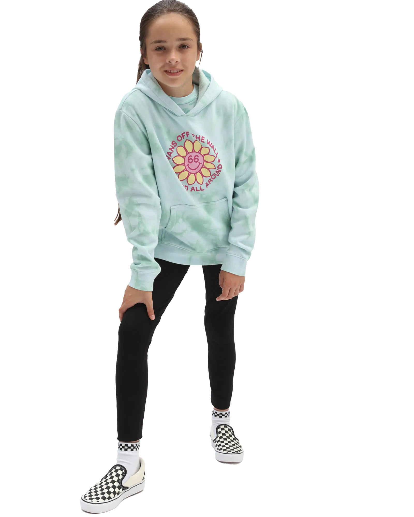 Girls Good All Round Hoodie in Green Ash Latte Wash
