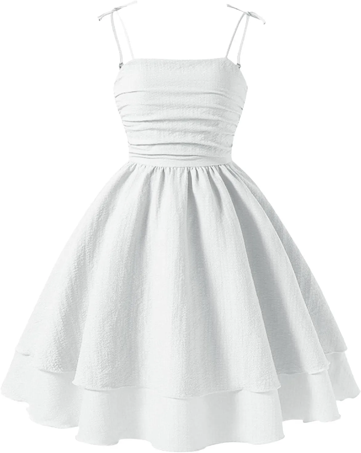 Girl's Sleeveless Dress Smocked Ruched Dresses A Line Swing Layered Dress Formal Cami Dresses Party Prom Gowns