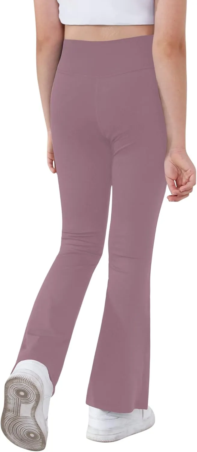 Girls Yoga Pants V Cross Waist Wide Leg Workout Flare Pants High Waist Bootcut Pants