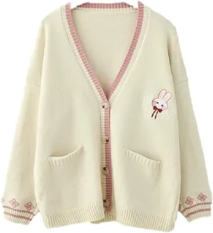 GK-O Mori Girl Kawaii Rabbit Japan JK Uniform Knit Cardigan Sweater Girl School Cosplay Sweater