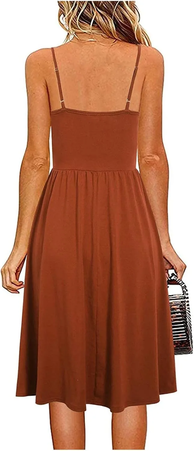 Going Out Dresses for Women 2025 Summer Casual Spaghetti Straps Sleeveless V Neck Mini Dress A-Line Flowy Beach Dress