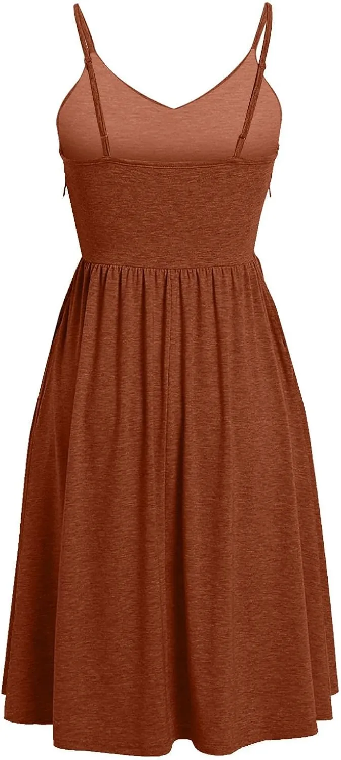 Going Out Dresses for Women 2025 Summer Casual Spaghetti Straps Sleeveless V Neck Mini Dress A-Line Flowy Beach Dress