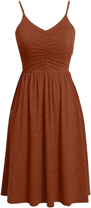 Going Out Dresses for Women 2025 Summer Casual Spaghetti Straps Sleeveless V Neck Mini Dress A-Line Flowy Beach Dress