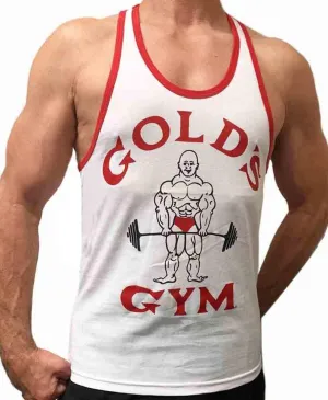 Gold's Gym Tank Top Ringer - Official Licensed - RT-2 (XL, White/Red)