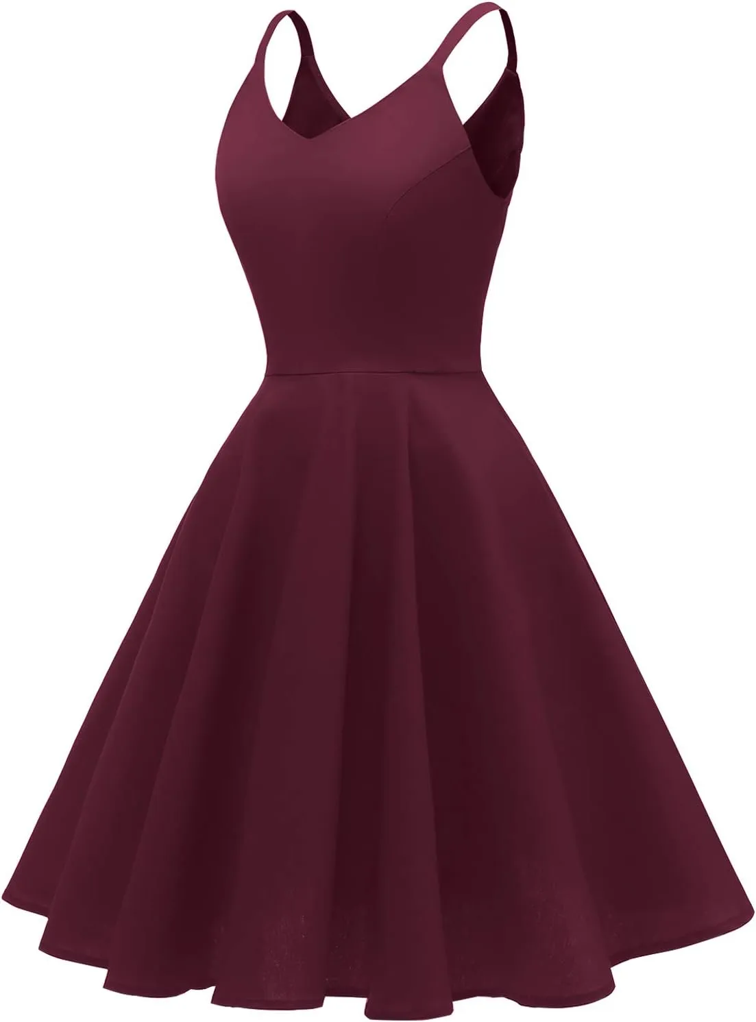 GOOBGS Women's 1950s Retro Vintage Spaghetti Strap Cocktail Swing Dresses with Pockets