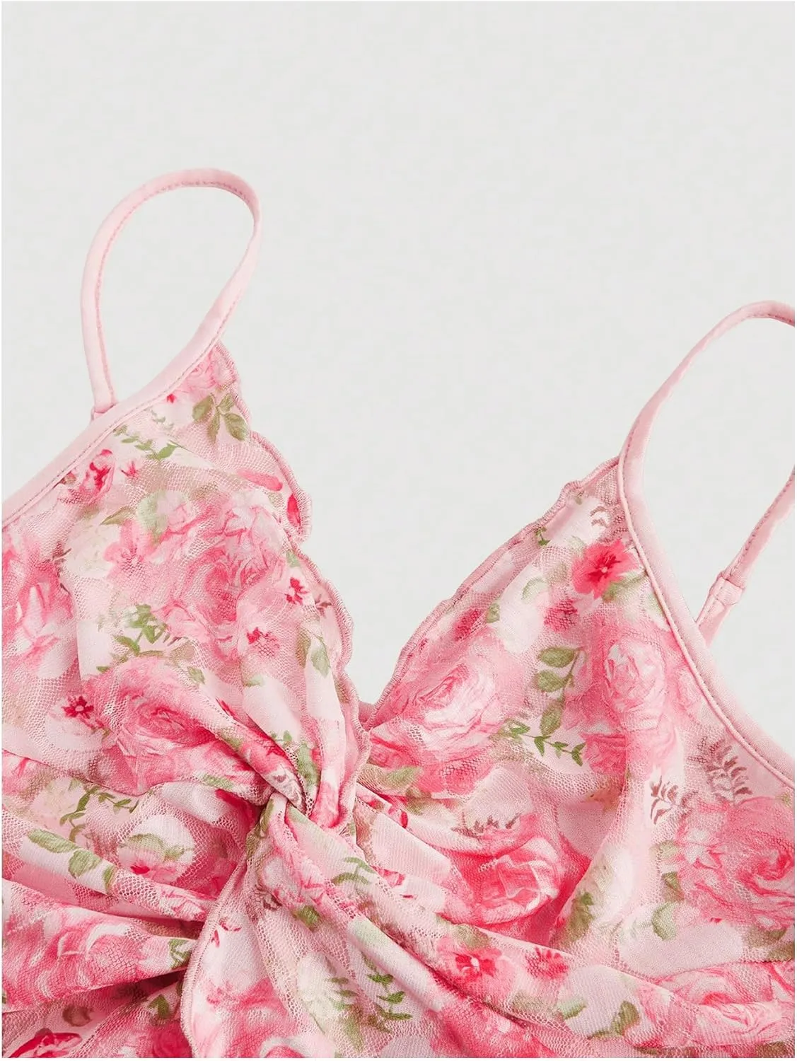 GORGLITTER Women's Floral Camisole Top Twist Front Y2K Coquette Crop Cami Tops