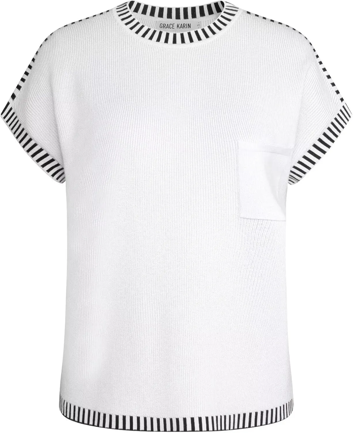GRACE KARIN Womens Cap Sleeve Sweater Vest Crewneck Knit Casual Sweater Trendy 2025 Y2K Summer Shirt Tops