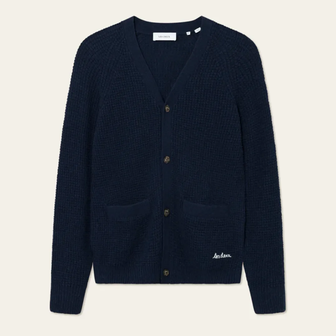 Grady Waffle Cardigan (Dark Navy)