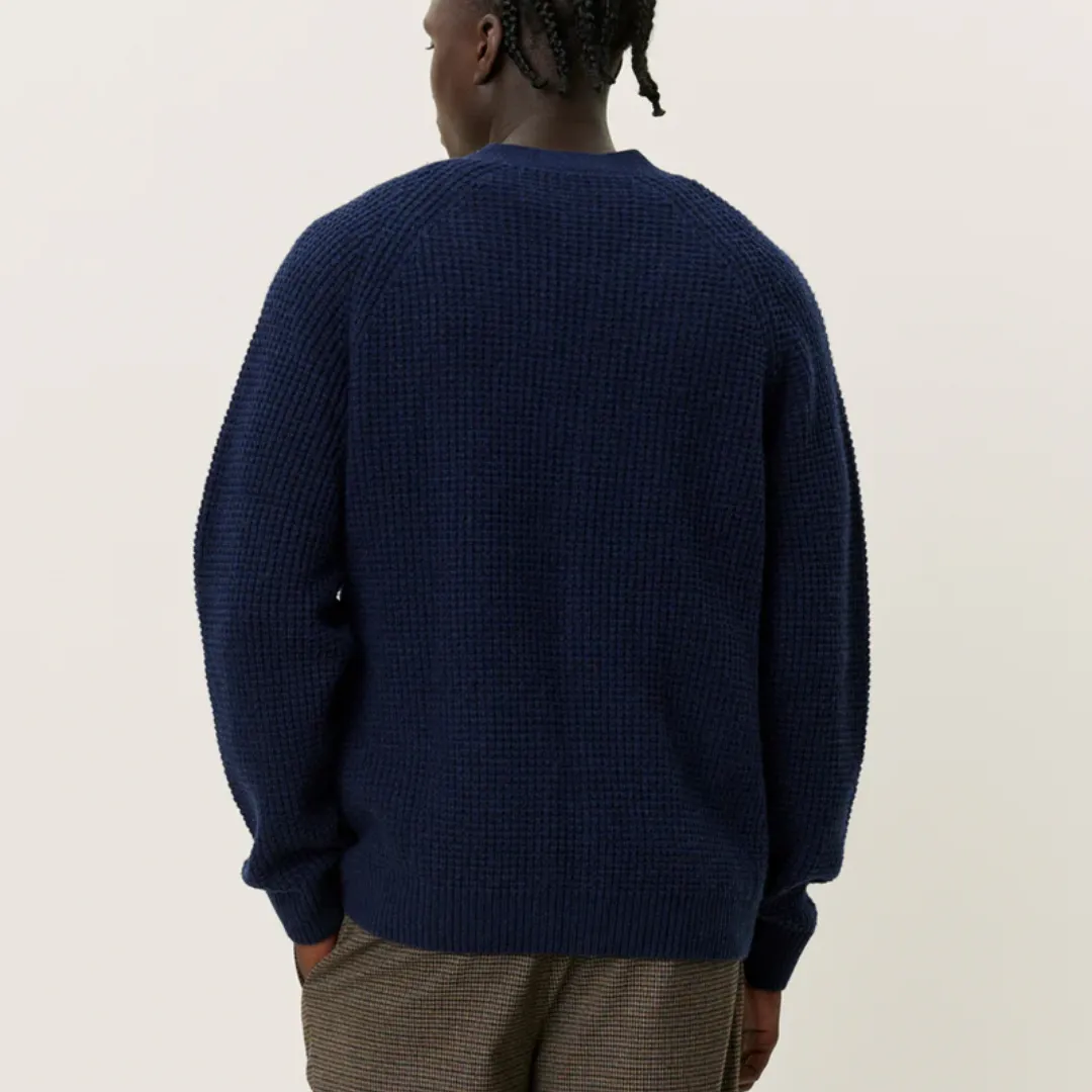 Grady Waffle Cardigan (Dark Navy)