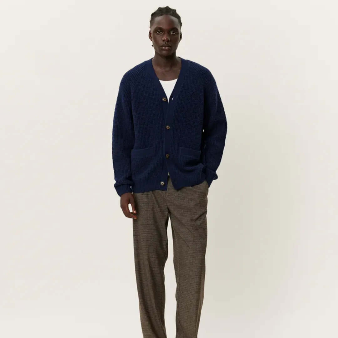 Grady Waffle Cardigan (Dark Navy)