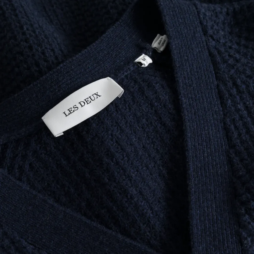 Grady Waffle Cardigan (Dark Navy)