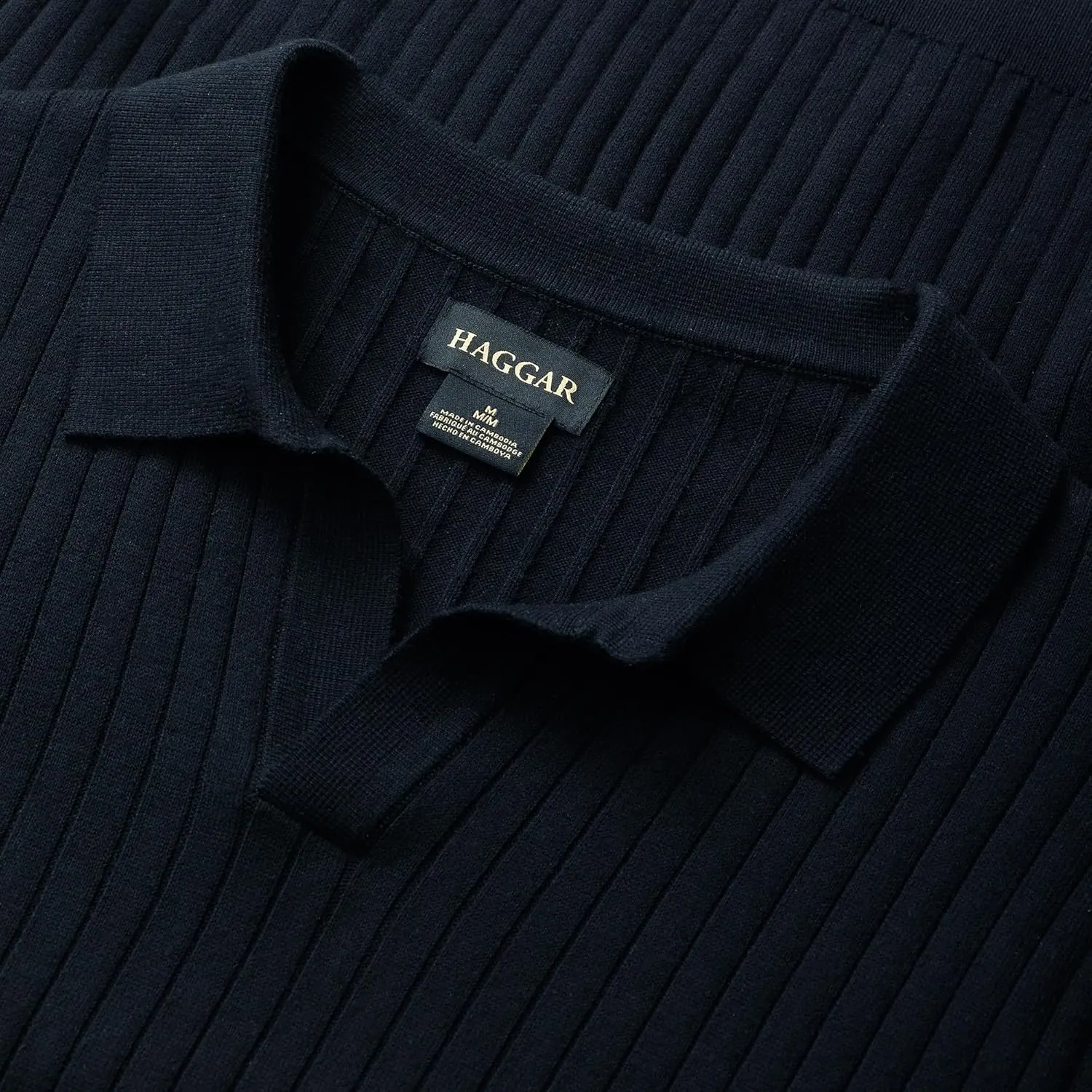 Haggar Men's Premium Ribbed Knit Short Sleeve Sweater Polo Shirt  Regular and Big & Tall Sizes