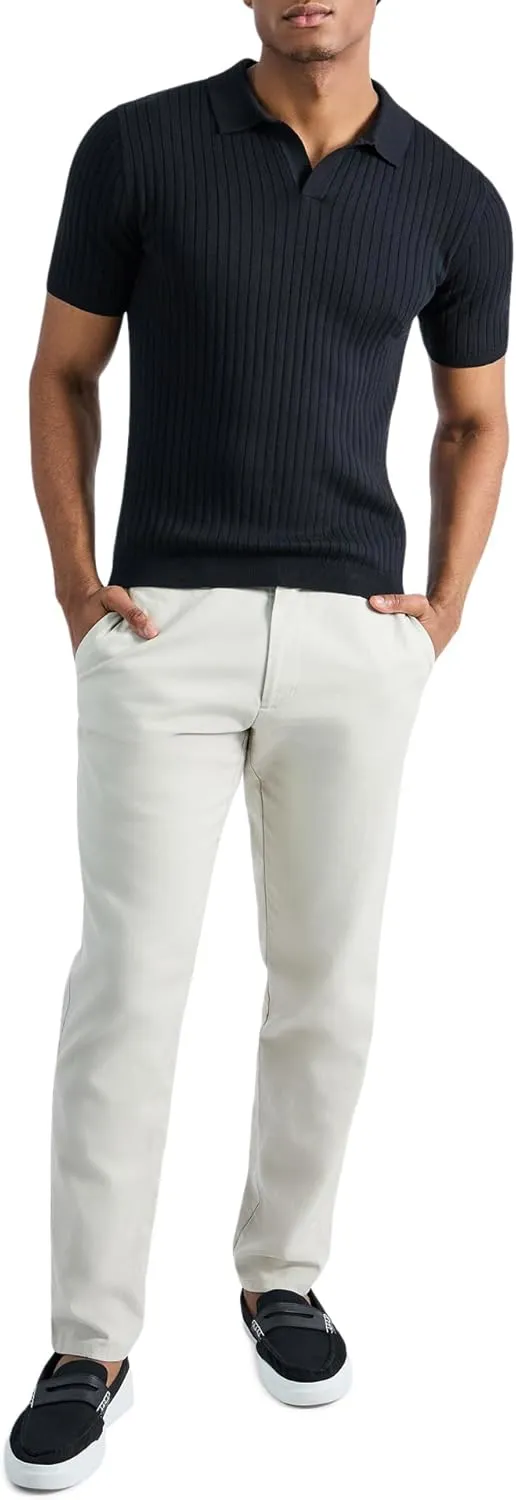 Haggar Men's Premium Ribbed Knit Short Sleeve Sweater Polo Shirt  Regular and Big & Tall Sizes