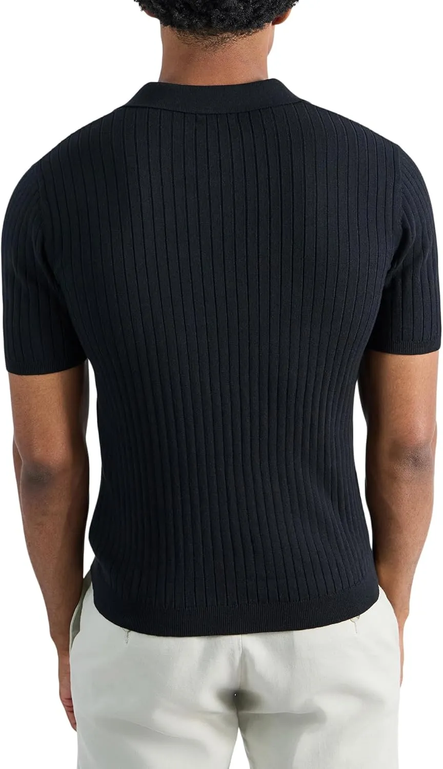 Haggar Men's Premium Ribbed Knit Short Sleeve Sweater Polo Shirt  Regular and Big & Tall Sizes