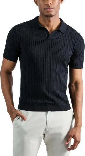 Haggar Men's Premium Ribbed Knit Short Sleeve Sweater Polo Shirt  Regular and Big & Tall Sizes