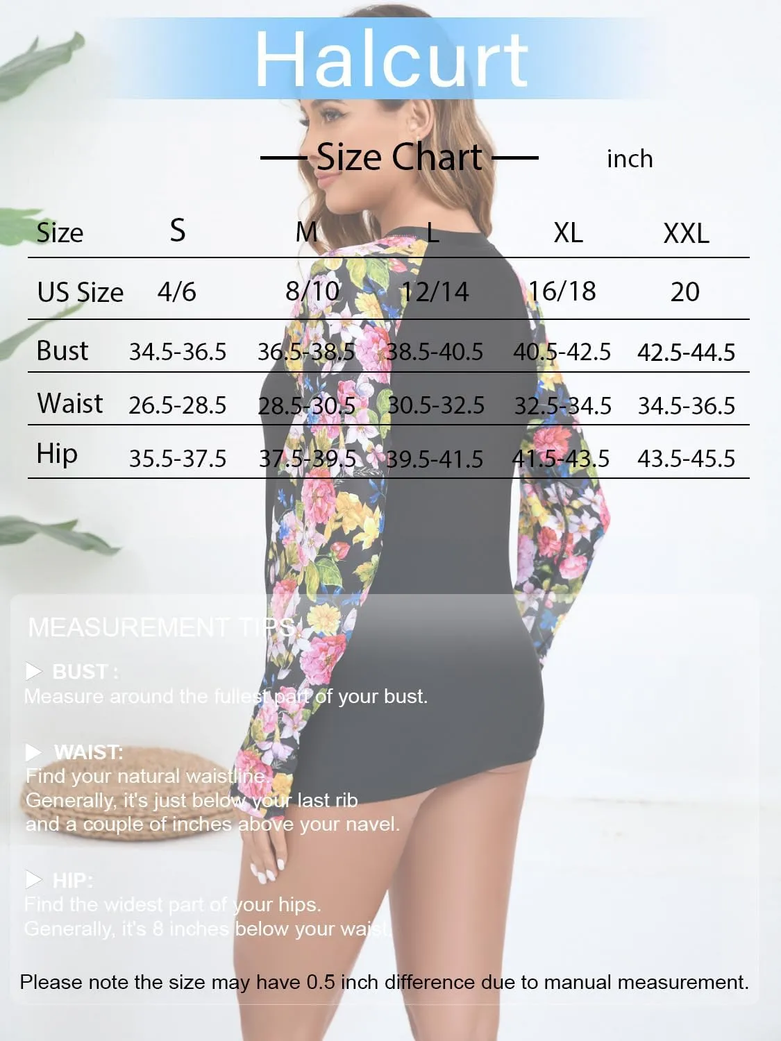 Halcurt Women's Long Sleeve Swim Shirt UPF 50  Rash Guard Top