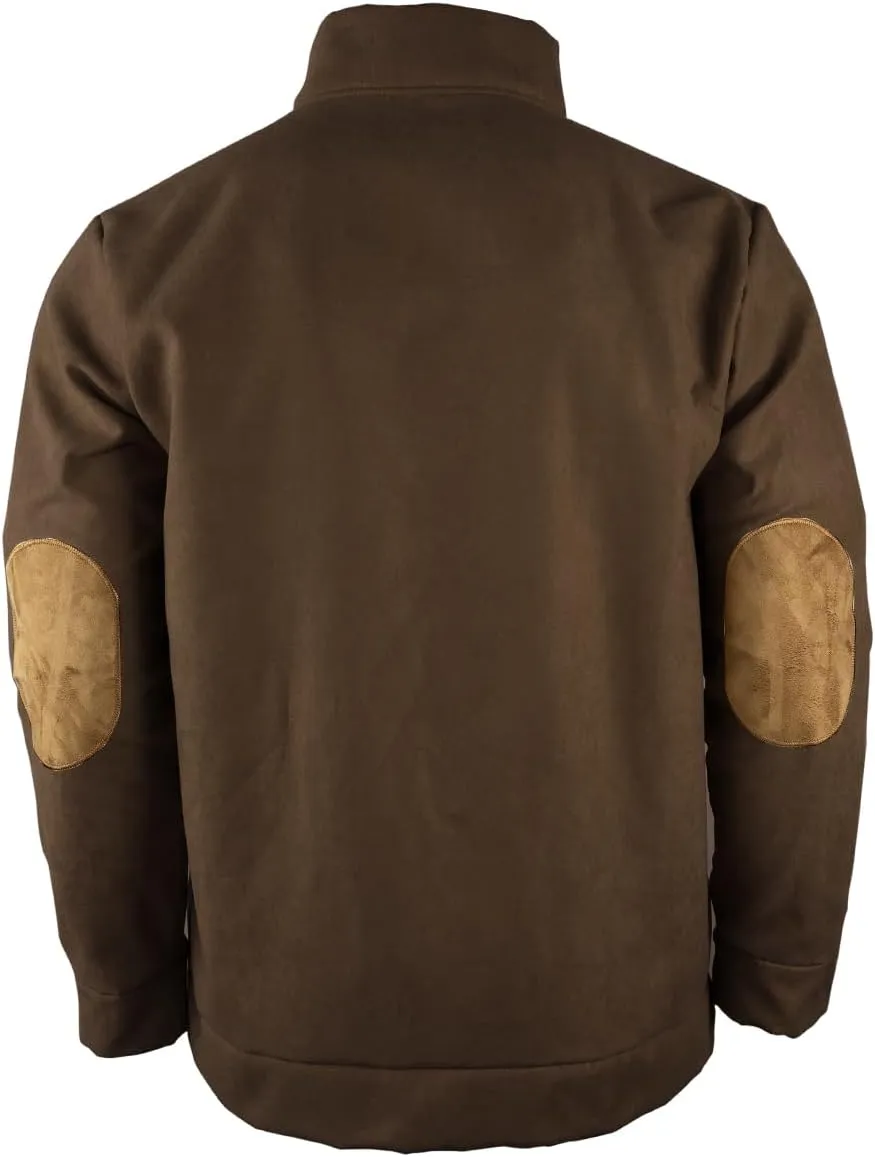 HARGLESMAN Mens Suede Sweatshirts Stand Collar Button Up Love Sleeve Pullover with Elbow Patches