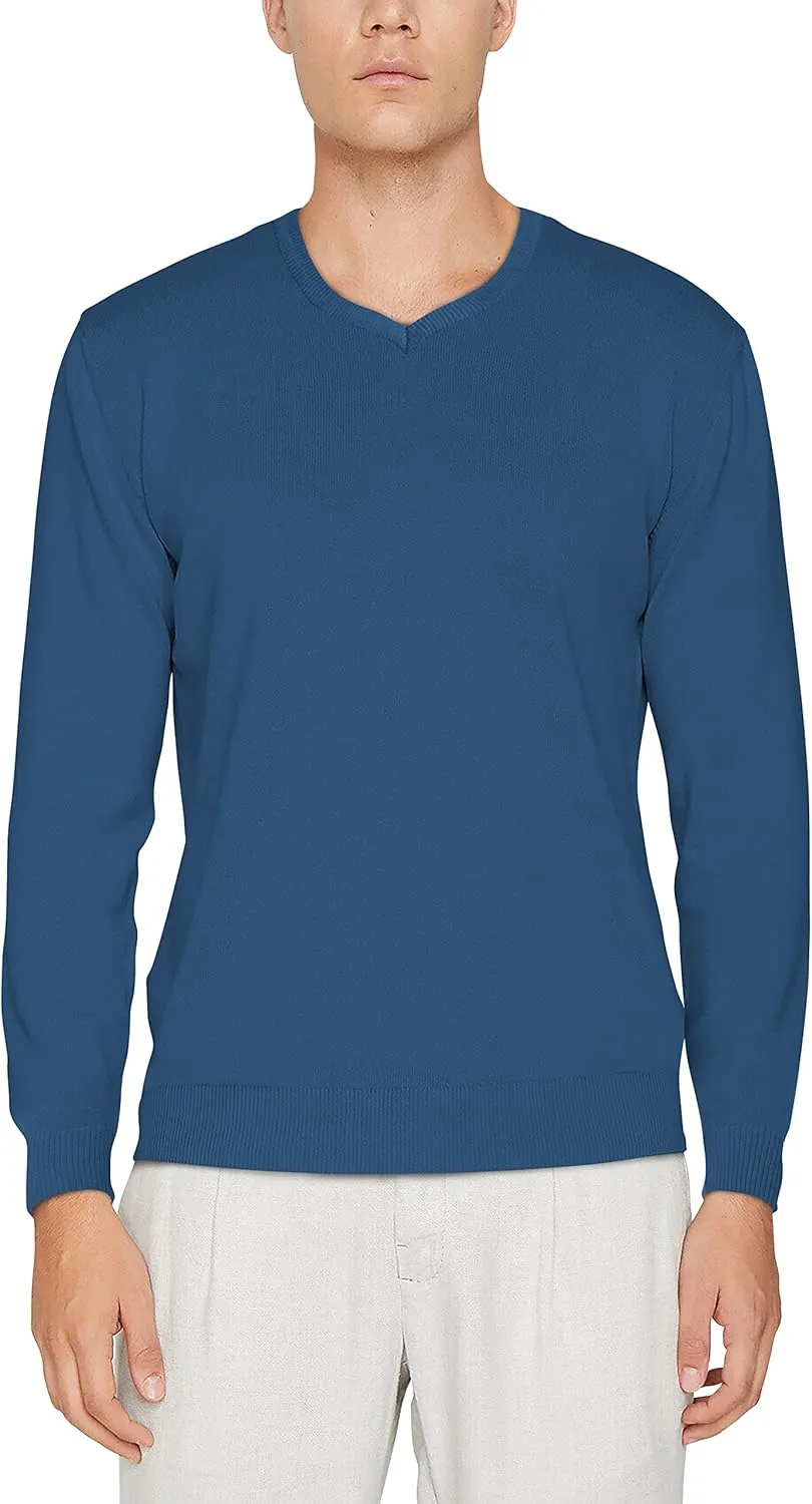 Hat and Beyond Mens Premium Knit Sweater Slim Fit Lightweight Pullover Long Sleeve Crewneck & V-Neck Sweatshirt