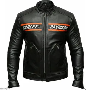 HD Bill Goldberg Black Biker Jacket Men  Cafe Racer Motorcycle Leather Jacket