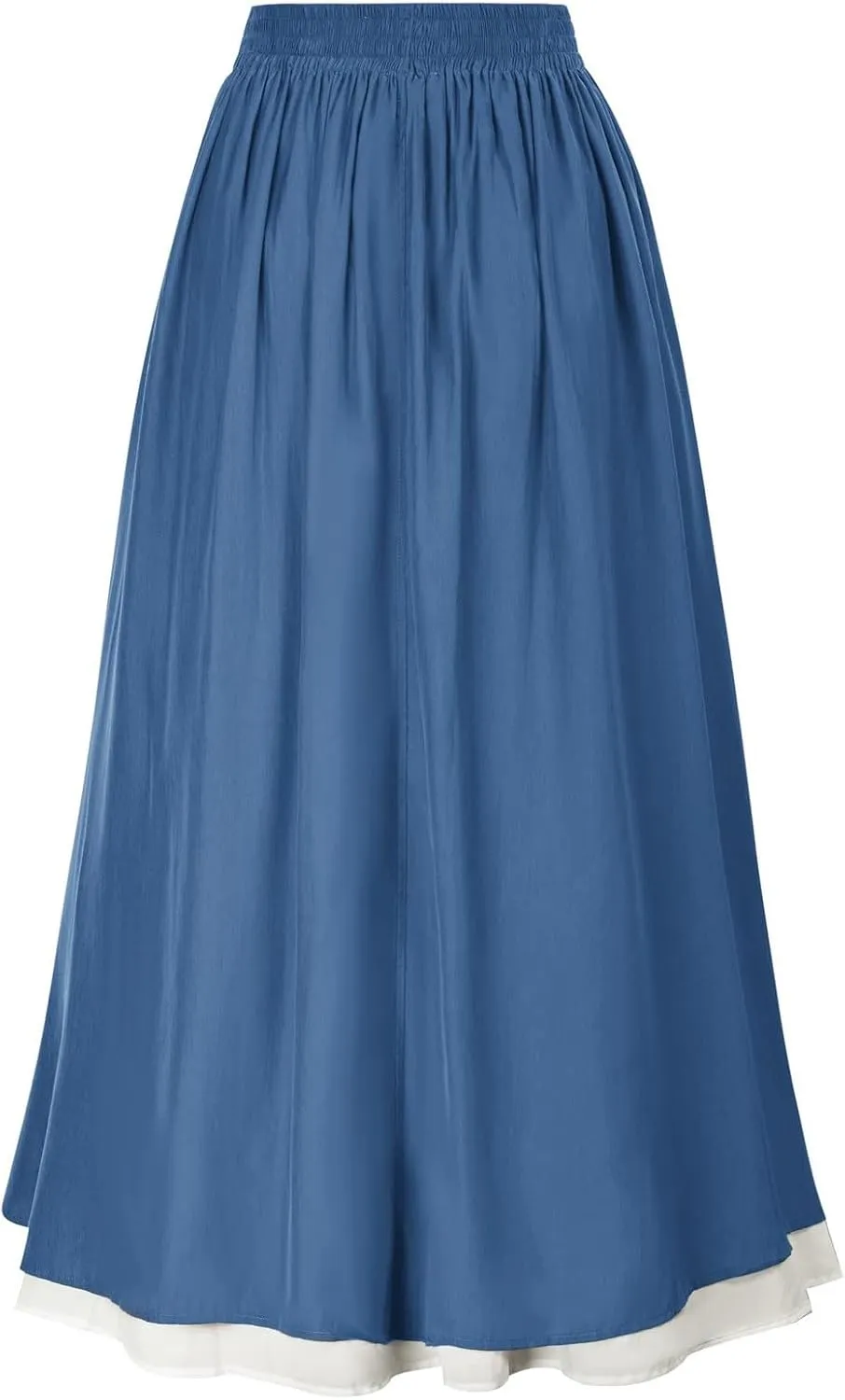 HGps8w Womens Floor Lenght Retro Renaissance Skirt Double Layer High Waist Gothic Medieval Victorian Tiered Maxi Long Skirts