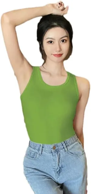 Hgvcfcv Womens Round Neck Undershirt Solid Camisole Lightweight Sweater Casual Tank Top