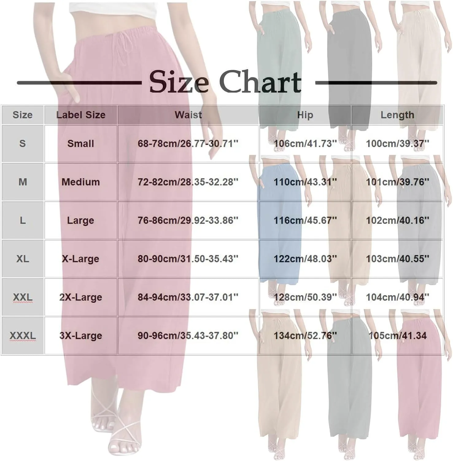 High Waisted Linen Pants for Women Wide Leg Drawstring Comfy Dressy Casual Trousers with Pockets Summer Beach Outfits