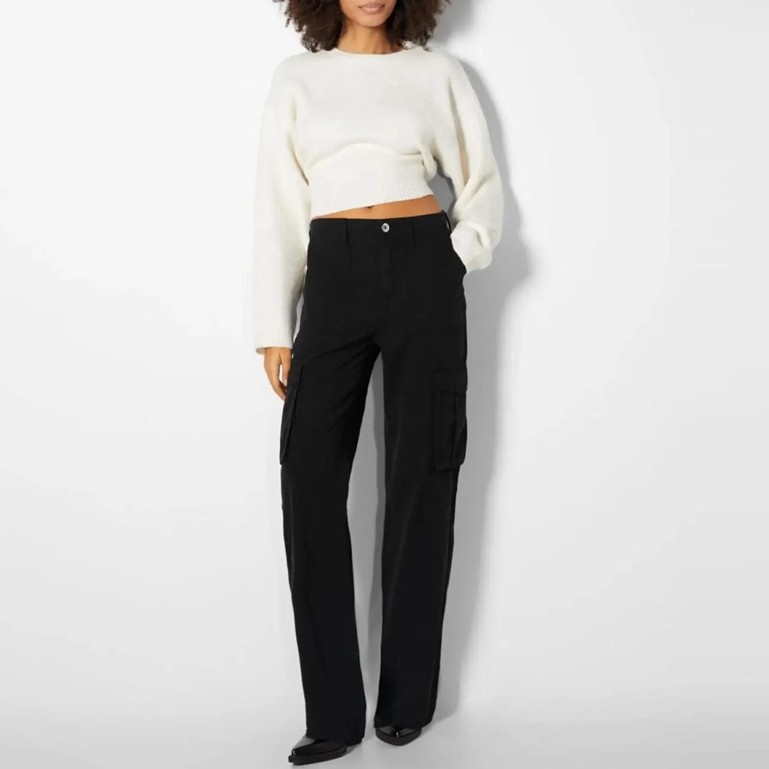 High Waisted Work Pants for Women Winter Cute Work Trousers with Pockets High Waisted Wide Leg