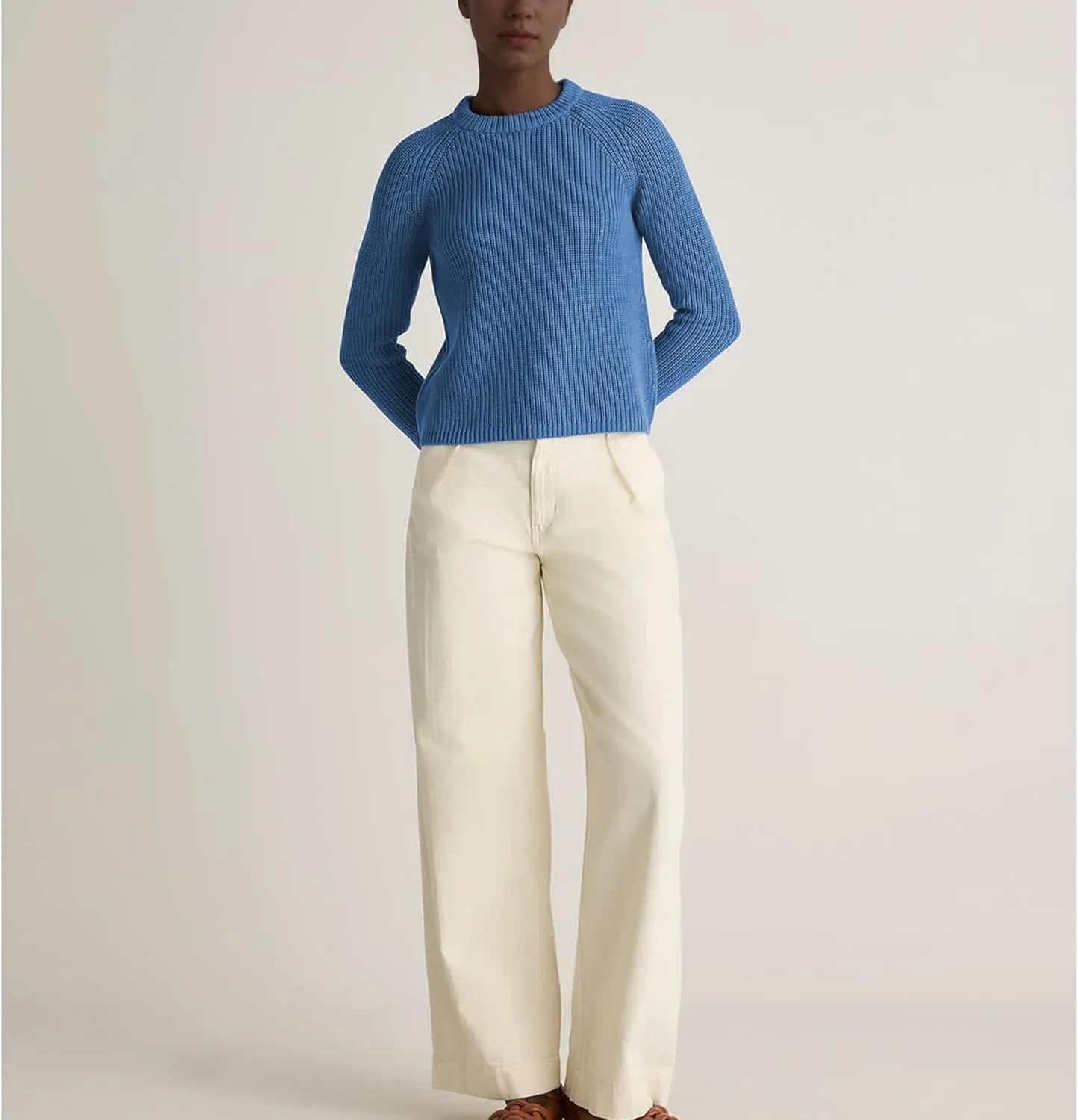 Hixiaohe Women's Sweater 2025 Fall Fisherman Knit Pullover Cascual Solid Color Crewneck Long Sleeve Sweater Top