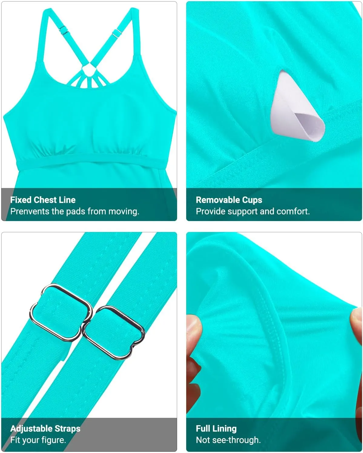 Holipick Womens Tankini Swim Top Only Tankini Bathing Suit Tops No Bottom