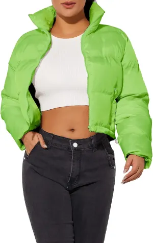 Hujoin Women's Crop Short Jacket Cropped Puffer Fashion Jackets for Women Warm Winter Lightweight Coat