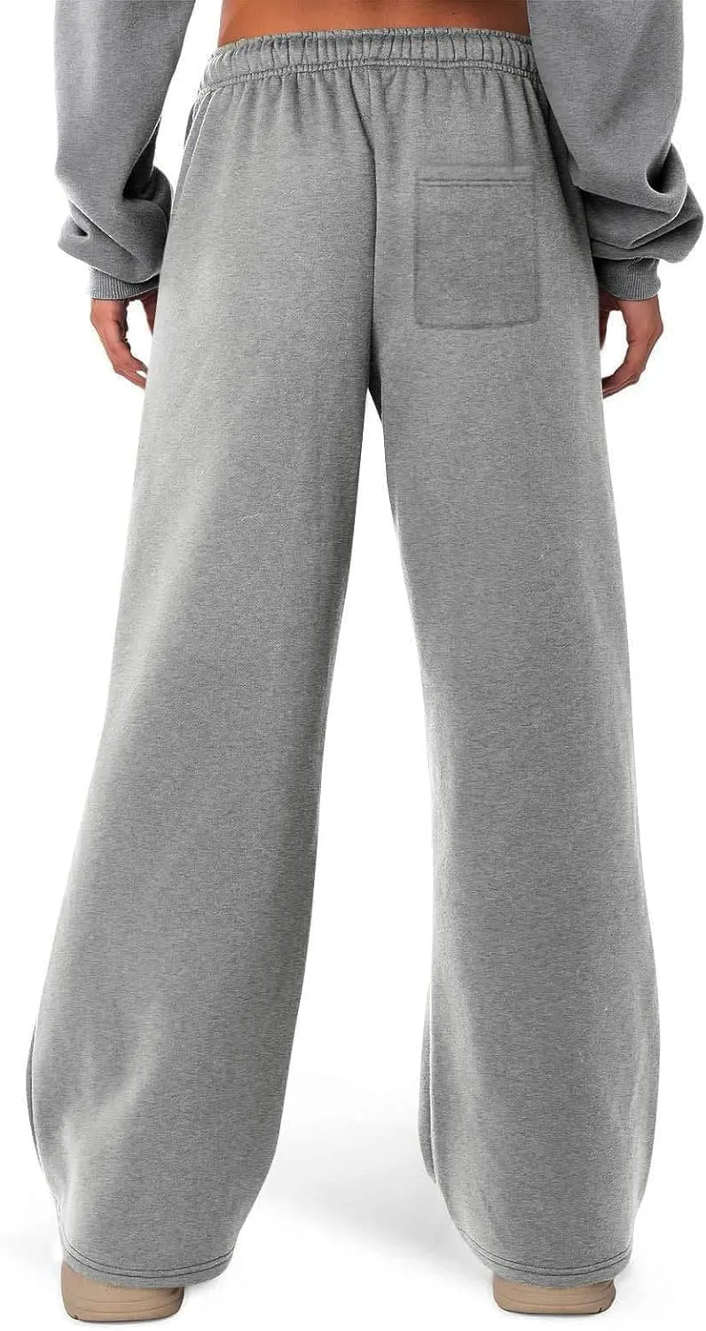 Hvyesh Sweatpants Women Baggy Wide Leg Low Rise Sweat Pants Y2k, Athletic Pants for Women Loose Fit, Comfy Fleece Lined Pants