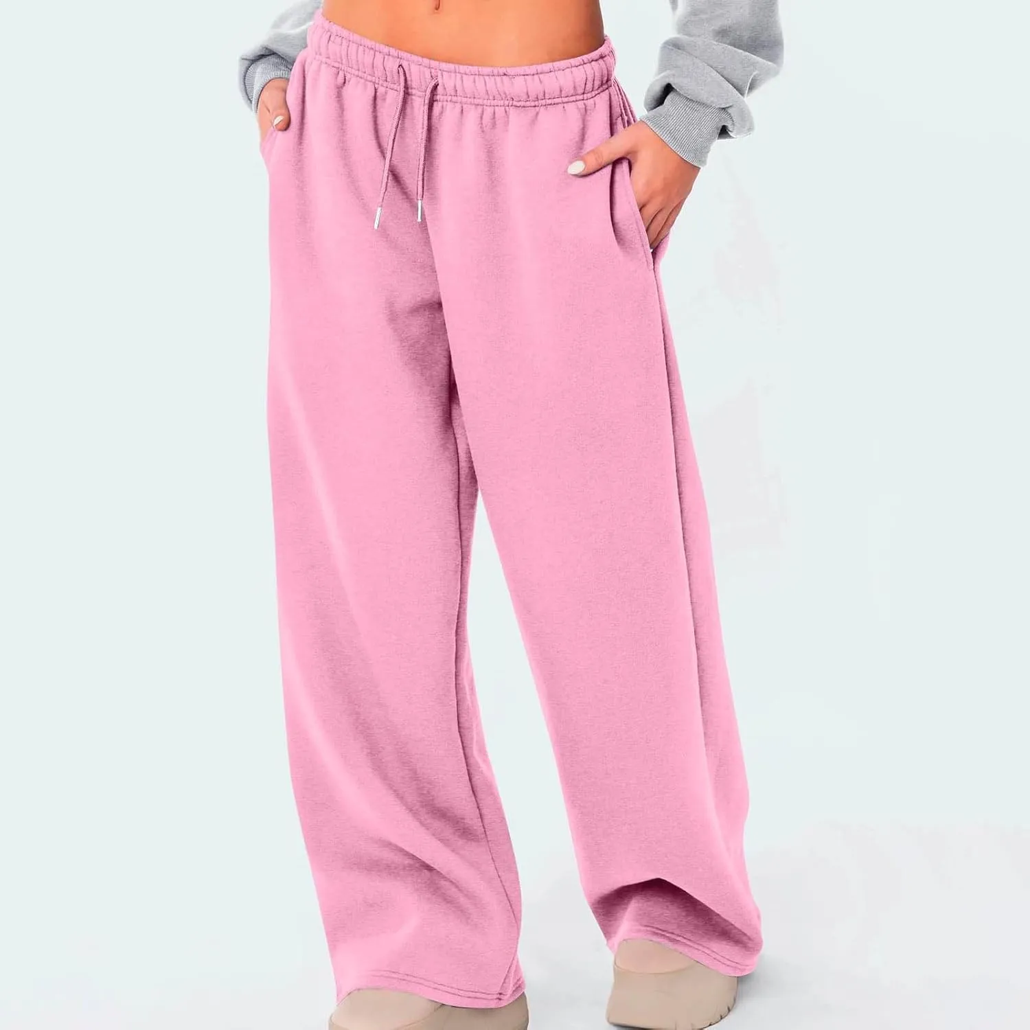 Hvyesh Sweatpants Women Baggy Wide Leg Low Rise Sweat Pants Y2k, Athletic Pants for Women Loose Fit, Comfy Fleece Lined Pants