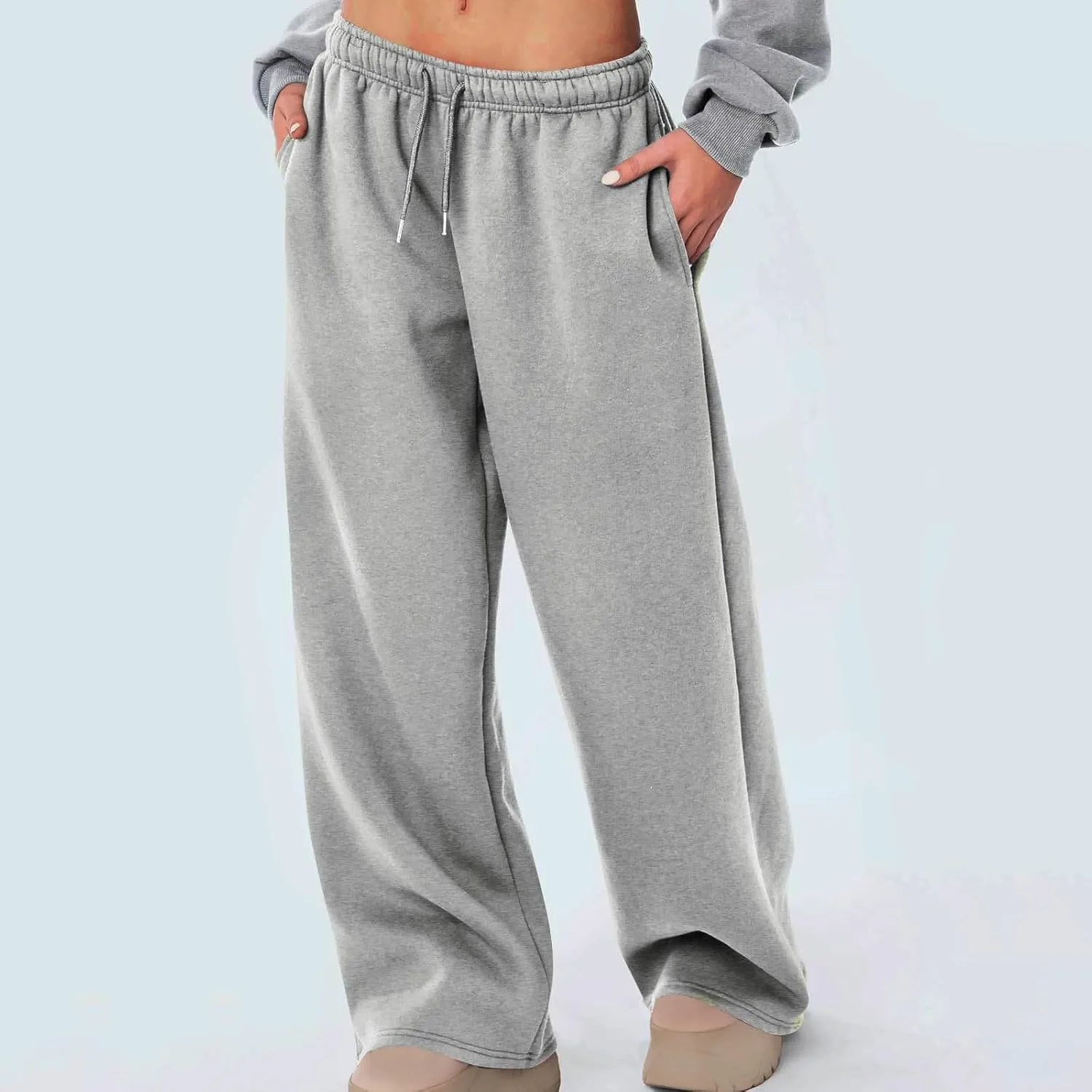 Hvyesh Sweatpants Women Baggy Wide Leg Low Rise Sweat Pants Y2k, Athletic Pants for Women Loose Fit, Comfy Fleece Lined Pants