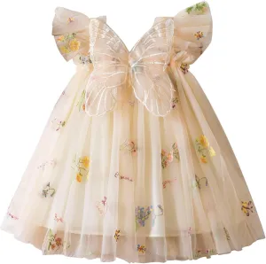 Infant Baby Ruffle Dress Toddler Girls Tulle Tutu Mesh Skirt Kids Girls Cute Butterfly Toddler Girl Dresses 6