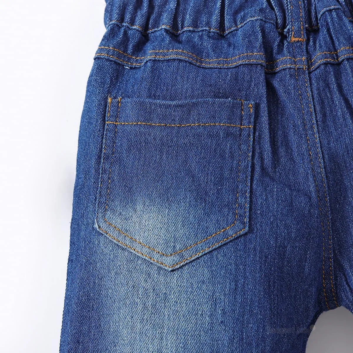 IWEMEK Toddler Girls Ruffle Ripped Jeans Bell Bottom Flare Pants Ripped Denim Leggings Trousers Elastic Waist Ruffle Pants