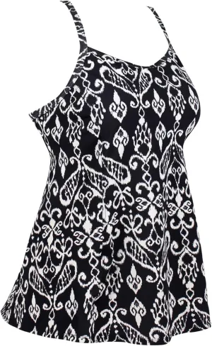 JINXUEER Women's Plus Size Flowy Swimsuit Crossback Tankini Top Modest Swimwear