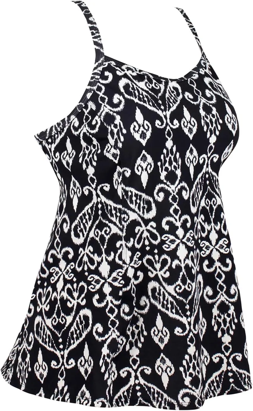JINXUEER Women's Plus Size Flowy Swimsuit Crossback Tankini Top Modest Swimwear